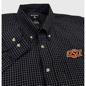 Antigua Men's Black and White Checkered Shirt